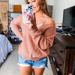 Mauve Distressed Sweater